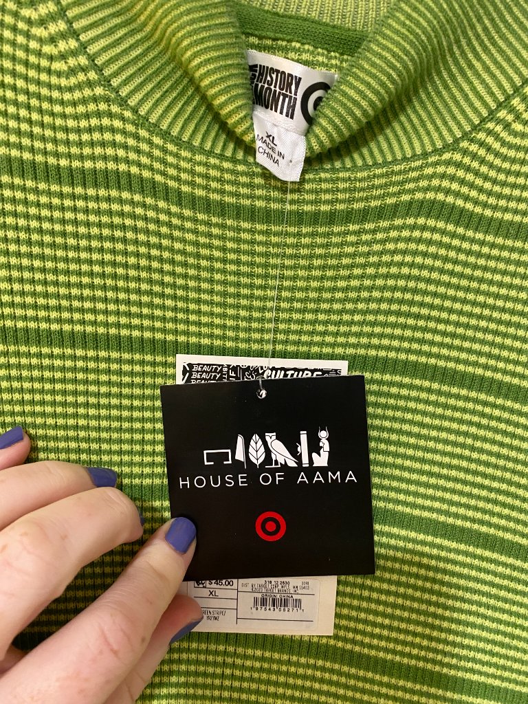 Striped Ribbed Green Mockneck Dress By House Of Aama - Nwt - Xl — image 3 of 4